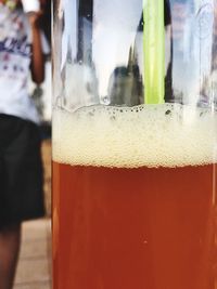 Close-up of beer glass