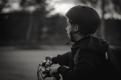 Boy playing outdoors