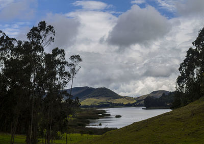 Scenic view of lake against sky
