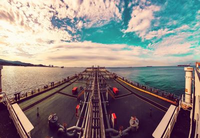 Panoramic view of sea against sky during sunset