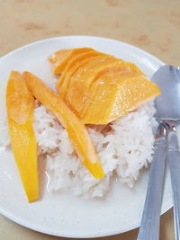 Close-up of fruit salad in plate