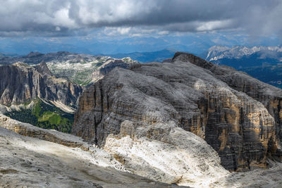 View from piz boè in sella group alps dolomite, trentino, italy