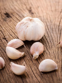 Close-up of garlic on table