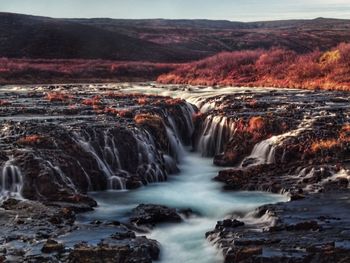 Scenic view of waterfall
