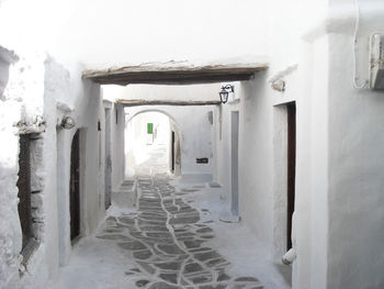 Narrow pathway along built structures