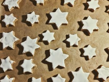 High angle view of cookies on floor