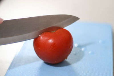 Close-up of strawberry on table