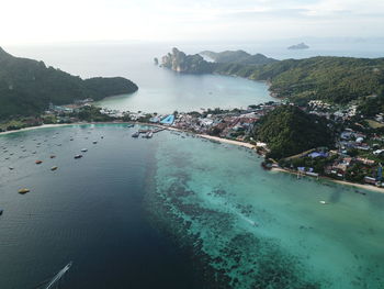 High angle view of sea against sky