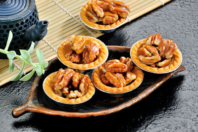 High angle view of food on table