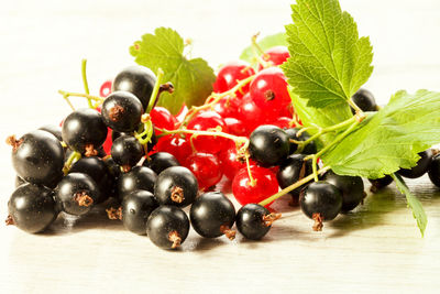 Close-up of grapes on table