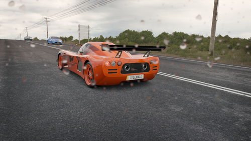 High angle view of car on road against sky