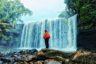 Scenic view of waterfall