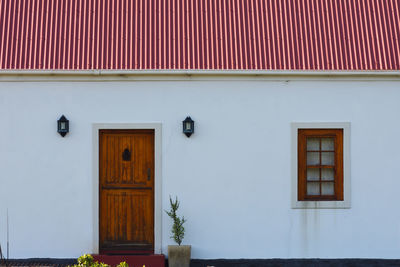 Closed door of building