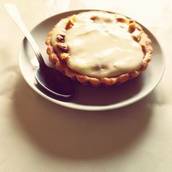 Close-up of dessert in plate on table