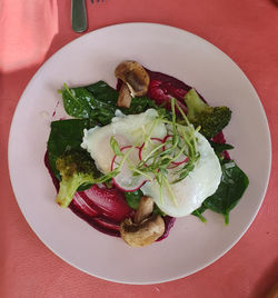 High angle view of meal served in plate