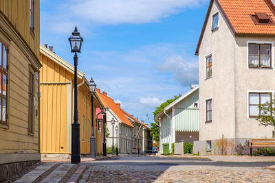 Beautiful old town with wooden houses and cobbled street