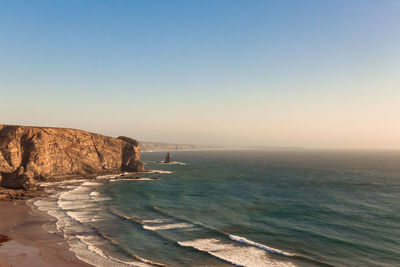 Scenic view of sea against clear sky