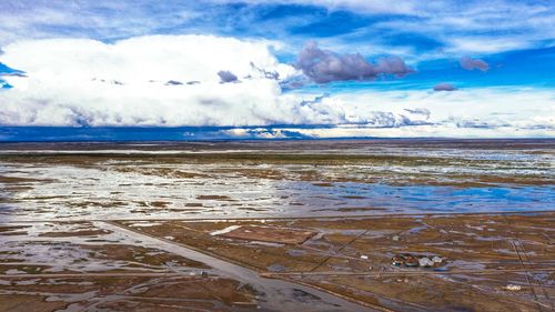 Scenic view of beach against sky