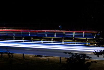 Light trails on street at night