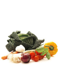 Close-up of food on white background