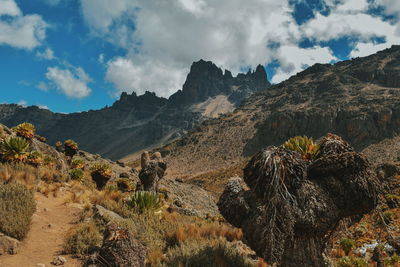 Volcanic rock formations at mount kenya