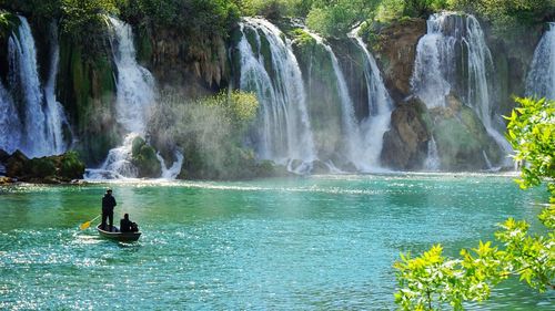 Scenic view of waterfall