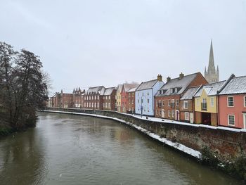 River amidst buildings against sky