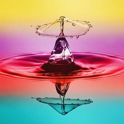 Water drop against multi colored background