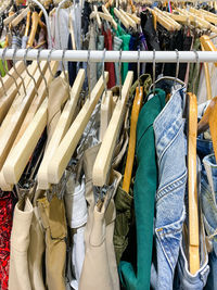 Clothes on the hangers at the sale