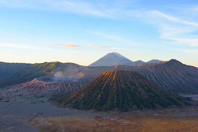 View of mountain range against cloudy sky