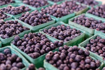 High angle view of fruits for sale at market stall