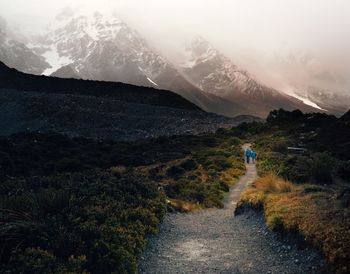 Scenic view of mountains during winter