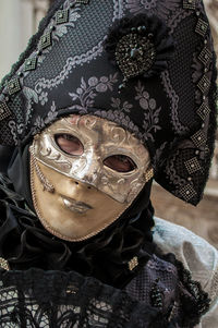 Portrait of person wearing mask