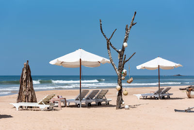 Panoramic view of beach against clear sky