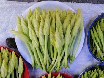 High angle view of vegetables in market