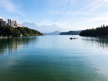 Scenic view of lake against sky