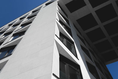 Low angle view of modern building against clear sky
