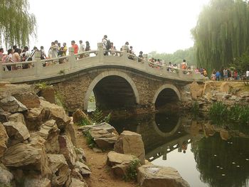 Tourists in courtyard