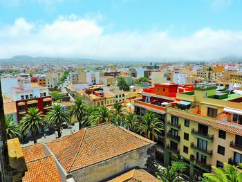 High angle view of cityscape against sky