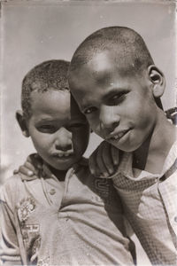 Portrait of boy with father