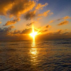 Scenic view of sea at sunset