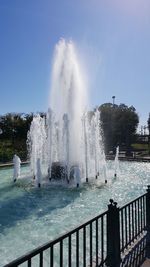 Fountain in park against sky