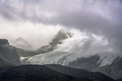Scenic view of snowcapped mountains and glacier against sky