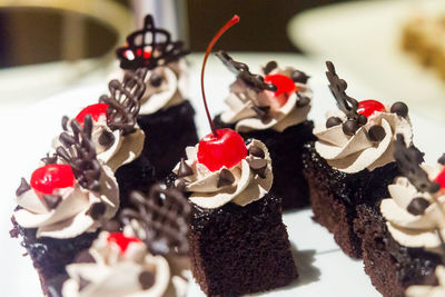 Close-up of cupcakes on table