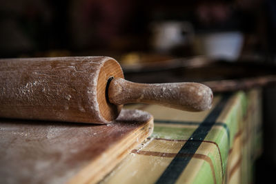 Rolling pin on kitchen table