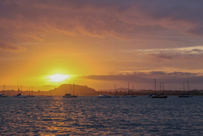 Scenic view of sea against sky during sunset