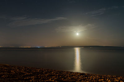 Scenic view of sea against sky at night