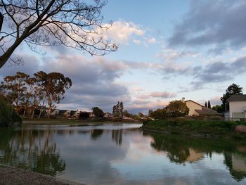 Scenic view of lake against sky