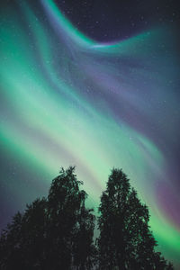 Low angle view of northern lights against sky at night