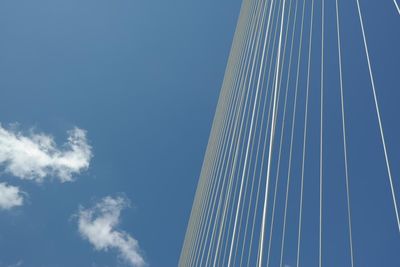 Low angle view of building against blue sky